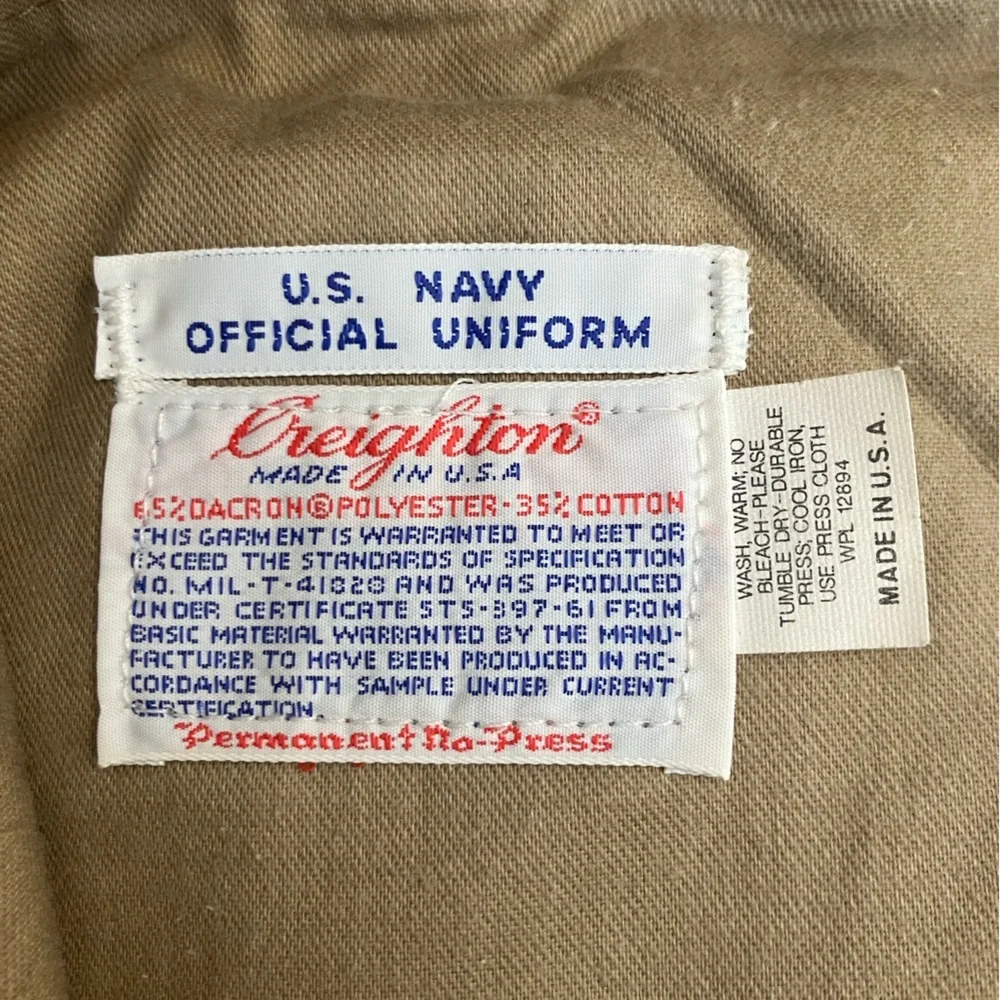 Vintage Creighton US Navy dress pants in khaki MEASUREMENTS IN DESCRIPTION - Picture 3 of 4